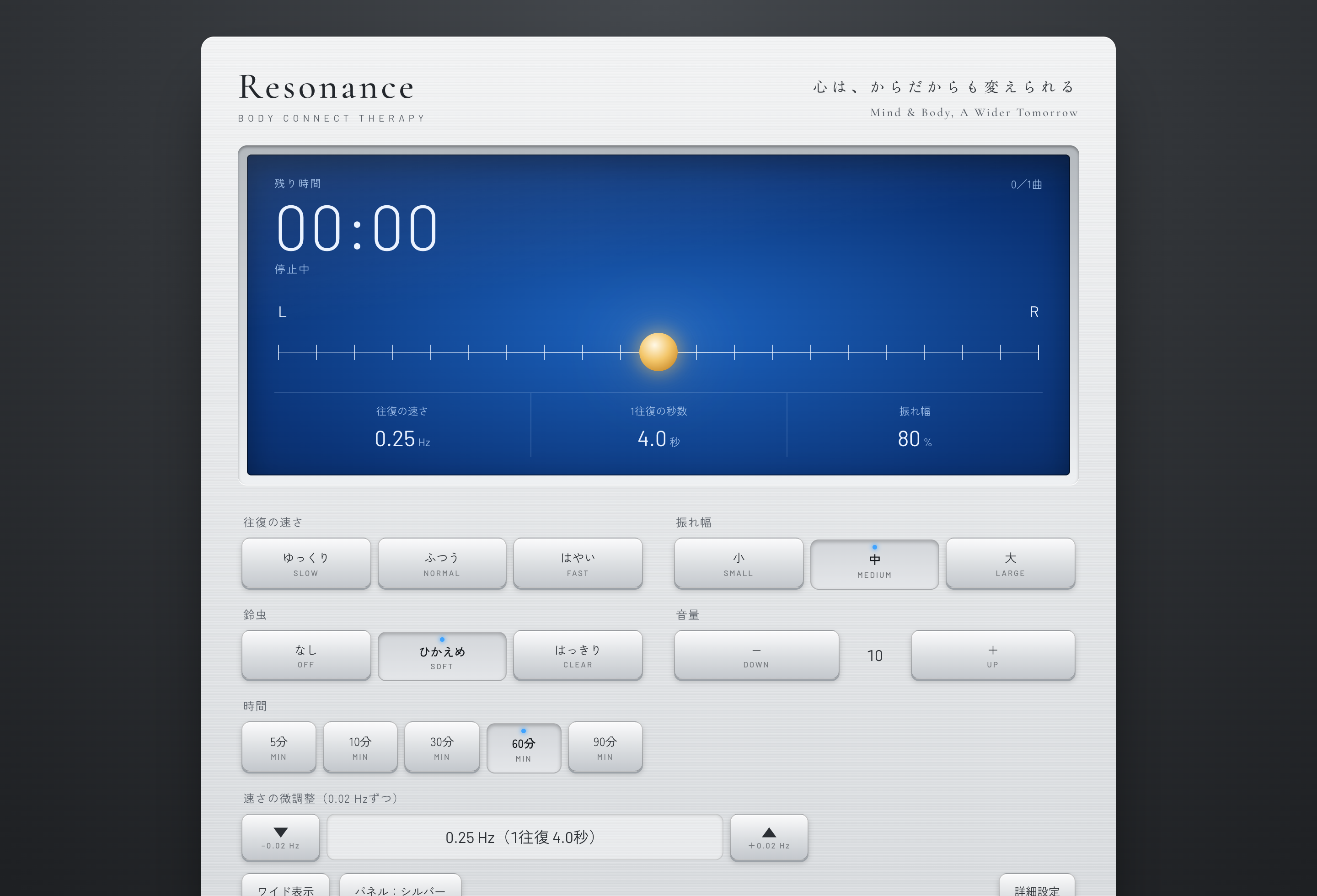 パソコンで表示したResonanceの操作画面